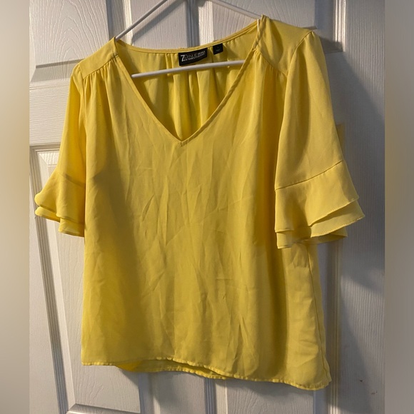New York & Company Tops - New York and Co 7th Ave Sunny Yellow Blouse with Ruffled Sleeves